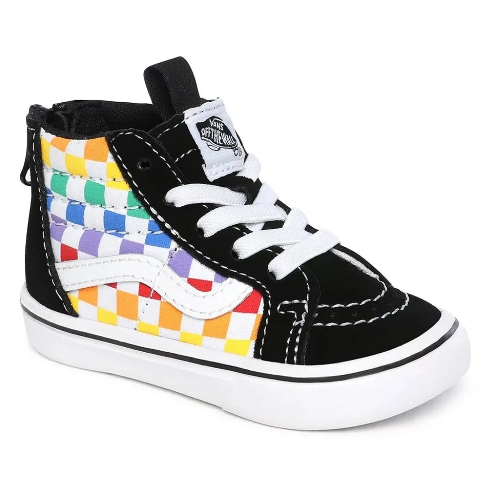 Vans Comfycush Sk8- Hi Checkerboard Rainbow Shoes